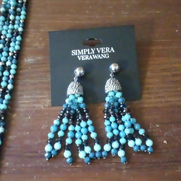 Simply Vera Vera Wang Blue Beaded Necklace & Dangling Earring Set - Picture 5 of 10